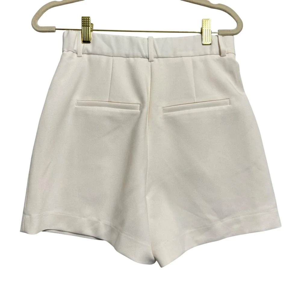 Abercrombie & Fitch Sloane Curve Love Shorts 25 0 Cream New Pleated High Rise - Picture 5 of 11